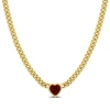 MIMI & MAX 2 7/8 CT TGW HEART SHAPED CREATED RUBY CURB LINK NECKLACE IN YELLOW SILVER - 18 IN