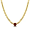 Mimi & Max 2 7/8 Ct Tgw Heart Shaped Created Ruby Curb Link Necklace In Yellow Silver - 18 In In Red