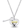 Mimi & Max Heart And Key Charm Mother's Day Necklace In Sterling Silver - 16+2 In In White
