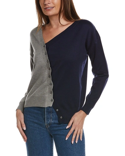 Madison Miles Asymmetrical Cardigan In Blue