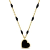 Mimi & Max Black Enamel Heart Station Necklace In 14k Yellow Gold - 16+2 In In Black