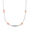 Mimi & Max Four Heart Charm Station Necklace In Two-tone Rose And White Sterling Silver-16.5+1 In In Multi