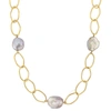 Mimi & Max 14-20mm Pink Cultured Freshwater Fancy Shape Pearl Chain Necklace In Yellow Silver - 26+1.5 In In Yellow
