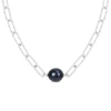 Mimi & Max 11-12mm Black Cultured Freshwater Baroque Pearl Paperclip Necklace In Sterling Silver - 16+2 In In Black