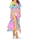 KOPPER & ZINK GENEVIEVE DEEP V-NECK COVER UP MAXI DRESS IN FLOWER BOMB