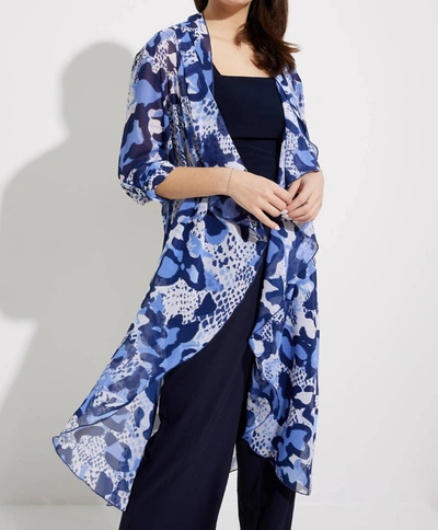 Joseph Ribkoff Animal Print Cover-up In Blue/vanilla In Multi