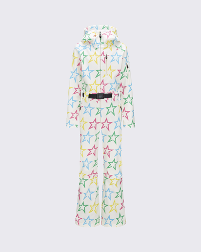 Perfect Moment Kids' Star-print Hooded Ski Suit In Snow-white-rainbow-starlight-print