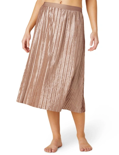 Beyond Yoga Uptown Pleated Skirt In Champagne In Brown