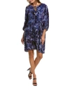 Johnny Was Azure Relaxed Silk-blend Dress In Blue