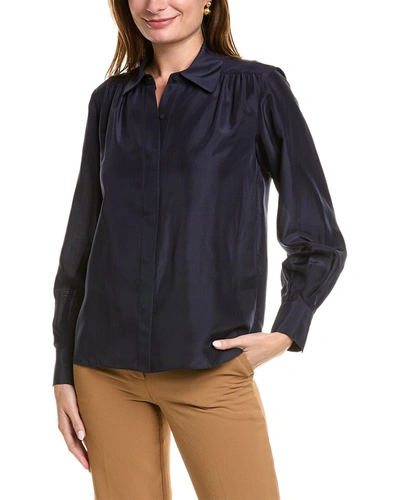Rebecca Taylor Charm Silk Blouse In Blue