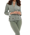 French Kyss Mikayla Short Zip Up Jacket In Olive In Grey