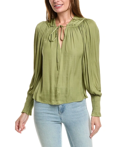 Rebecca Taylor Sateen Top In Green