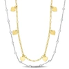 Mimi & Max Two-tone Heart And Ball Bead Chain Necklace In Yellow Plated Sterling Silver - 19.5 In In Multi