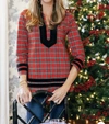 Sail To Sable Red Tartan Print Tunic In Red