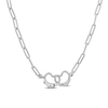Mimi & Max Paper Clip Link Necklace With Double Heart Clasp In Sterling Silver - 20 In In White