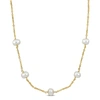 Mimi & Max 9-10mm Cultured Freshwater Pearl Station Necklace In Yellow Silver - 18+2 In In Yellow