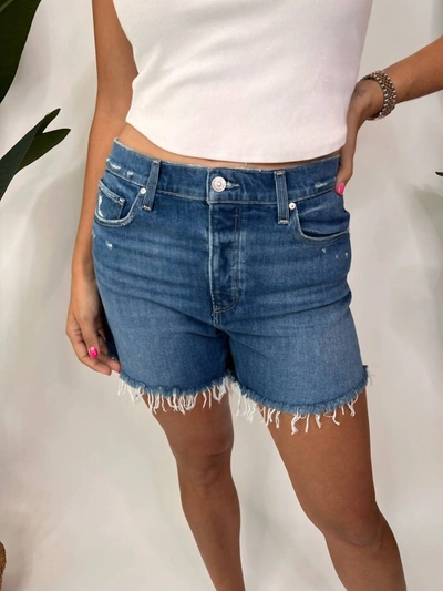 Paige Asher Frayed Hem Jean Shorts In Chillin Destructed In Blue