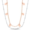 Mimi & Max Two-tone Heart And Ball Bead Chain Necklace In Rose Plated Sterling Silver - 19.5 In In Multi