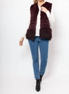 LOVE TOKEN GENUINE REX REAL RABBIT FUR VEST IN WINE