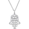 Mimi & Max Hamsa Charm Pendant With Chain In Sterling Silver - 17.5+1.5 In In White