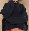 POL COZY LUXURIOUS CABLE SWEATER IN BLACK