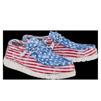 Hey Dude Wally Patriotic Stars And Stripes Shoe In White/red Stripes In Multi