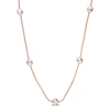 MIMI & MAX 6MM WHITE BALL STATION CHAIN NECKLACE IN ROSE PLATED STERLING SILVER - 18 IN