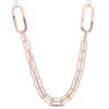Mimi & Max Paperclip Chain Necklace In Rose Plated Sterling Silver - 37 In In Pink