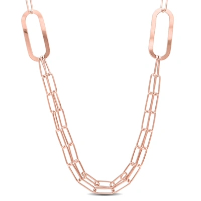 MIMI & MAX PAPERCLIP CHAIN NECKLACE IN ROSE PLATED STERLING SILVER - 37 IN