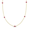 Mimi & Max Pink Enamel Heart Station Necklace In 14k Yellow Gold - 15 In In Multi