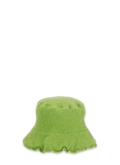 Comme Des Garçons Shirt Distressed Wool-blend Bucket Hat In Green