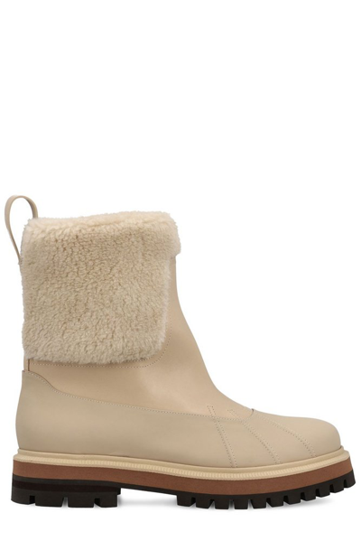 Loro Piana Regent Cashmere And Silk-blend And Leather Ankle Boots In Neutrals