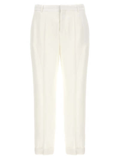 Balmain Monogramma Straight Leg Pants In White