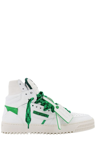 Off-white 3.0 Off Court 皮质运动鞋 In White,green