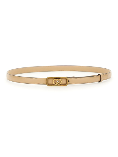 Gucci Interlocking G Buckle Belt In Beige