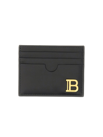 Balmain Logo Plaque Cardholder In Black