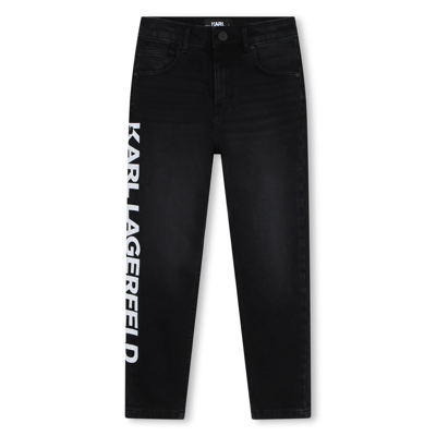 Karl Lagerfeld Kids Mid Rise Tapered Jeans In Black