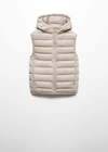 Mango Quilted Gilet With Hood Ivory White