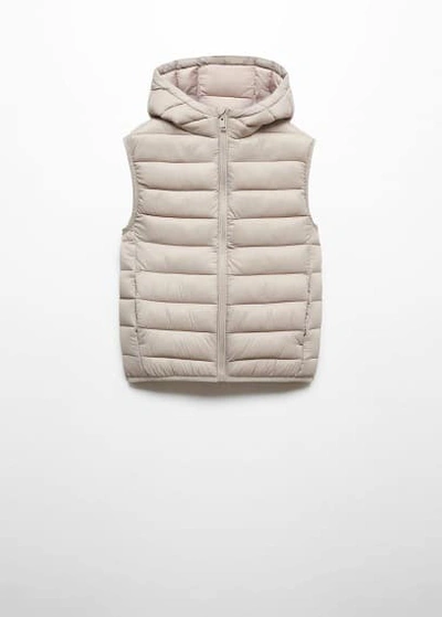 Mango Quilted Gilet With Hood Ivory White
