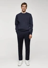Mango Regular Fit Cotton Blend Crewneck Sweatshirt In Bleu Marine