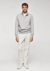 Mango Cotton Sweatshirt With Zip Neck Medium Heather Grey