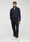 Mango Cotton Sweatshirt With Zip Neck Navy