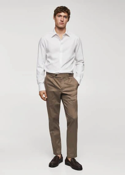 Mango Slim-fit Cotton Structured Shirt White