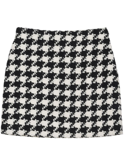 Anine Bing Ada Skirt In Black And White Houndstooth In Multi