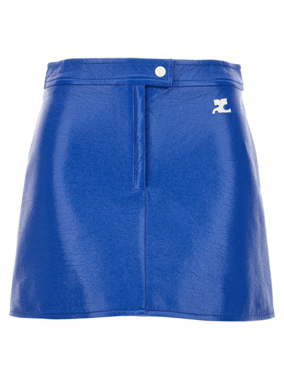 Courrèges Reedition Vinyl Mini Skirts Blue In Azul