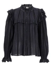 Isabel Marant Étoile Ruffled Lace Collar Shirt In Black