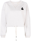 Isabel Marant Étoile Margo Cropped Drawstring-trim Sweatshirt In White