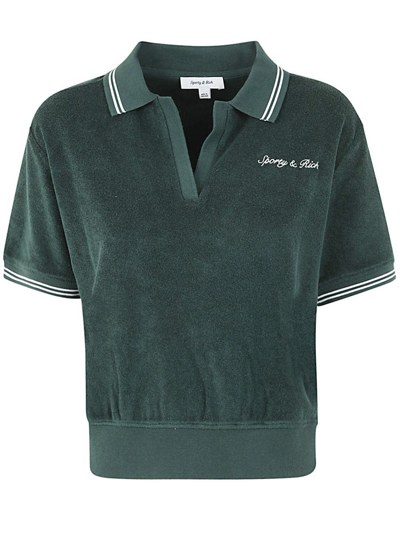 Sporty And Rich Sporty & Rich Syracuse Logo Embroidered Polo Shirt In Green