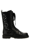 TWINSET TWINSET OPENWORK LEATHER COMBAT BOOTS
