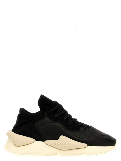 Y-3 Black And White Leather Kaiwa Sneakers